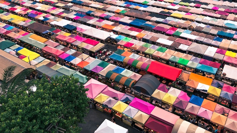aerial-shot-colorful-market-tents